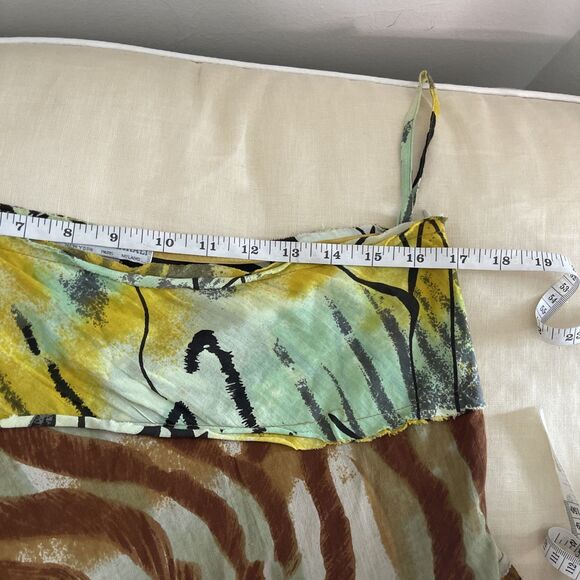 Alberto Makali Skirt Ruffle Layered Cotton Colorful Lined Flowey Y2K Yellow 12 - Picture 5 of 6